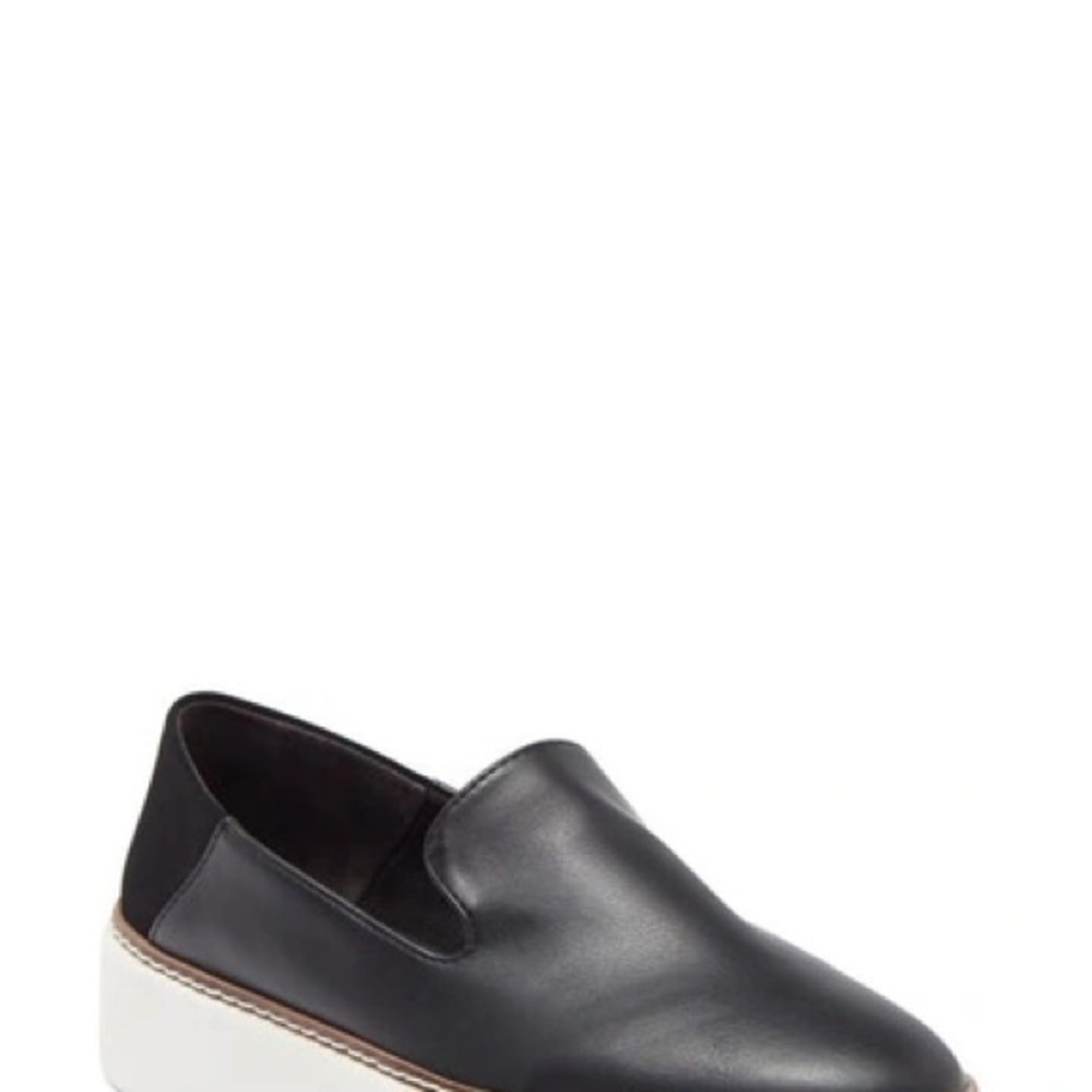 Black Leather Women's Slip-On Shoes